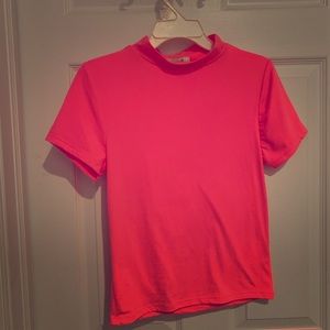 Crop Neon Pink Mock Neck Shirt